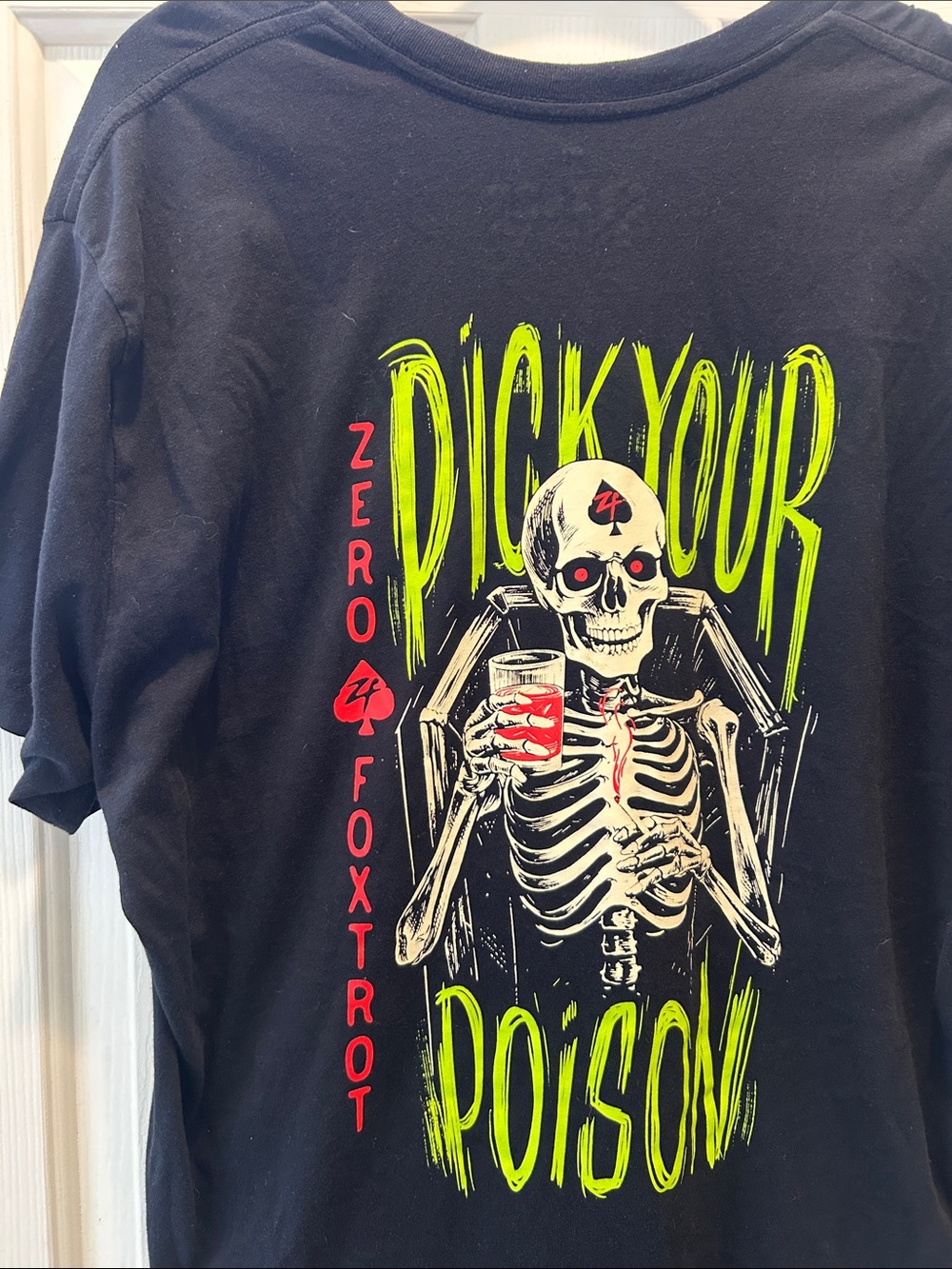 Zero Foxtrot “Poison” Skeleton Graphic T-Shirt Black Men’s XL